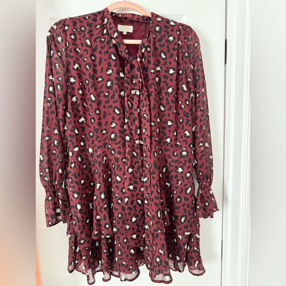 Mud Pie Burgundy Leopard Dress